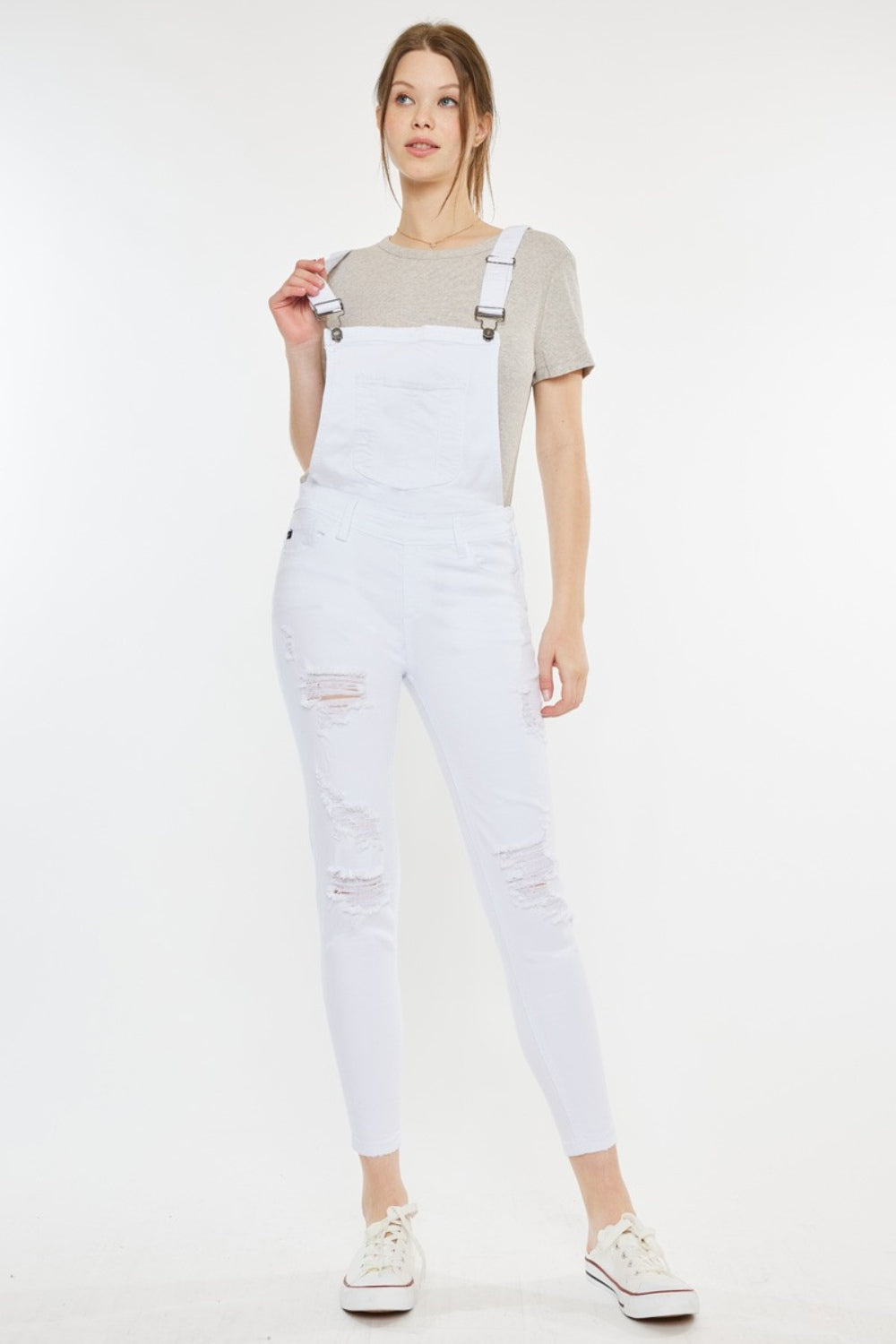 Kancan Distressed Skinny Denim Overalls